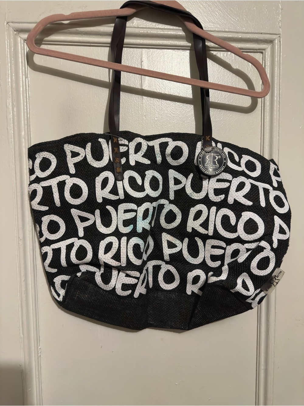 Like New Puerto Rico Graphic Tote Bag - Black & White.
